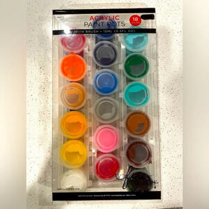 Fine Touch acrylics paint pots with brush 18 count